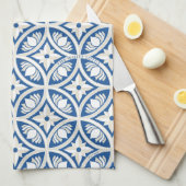 Linge De Cuisine Motif Carrelage Lotus Côtier - Le Lotus Blanc (Quart Plié)