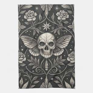 Linge De Cuisine Motif céleste floral crâne gothique (1)