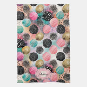 Linge De Cuisine Motif Cercle Abstrait - avec Parties scintillant e