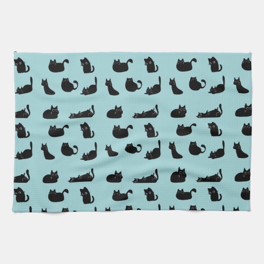 Linge De Cuisine Motif Chats Noirs (Horizontal)