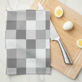 Linge De Cuisine Motif Checkered monochrome de gris argenté (Quart Plié)