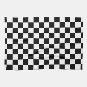 Linge De Cuisine Motif checkered noir et blanc
