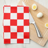Linge De Cuisine Motif chèque À damiers blanc rouge (Quart Plié)