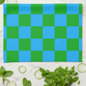 Linge De Cuisine Motif chèque À damiers bleu vert (Plié)