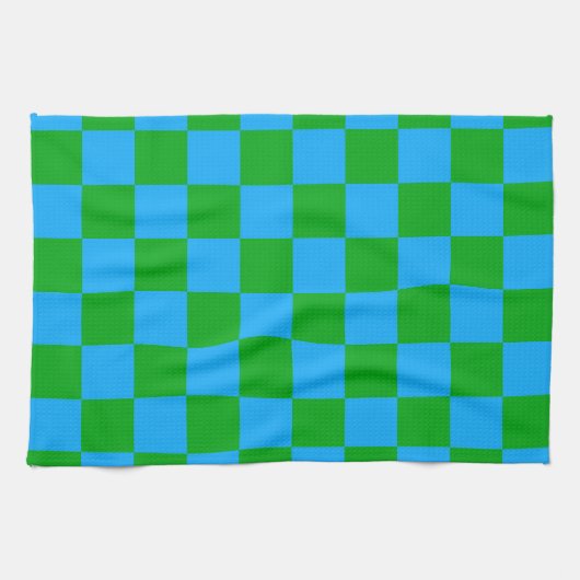 Linge De Cuisine Motif chèque À damiers bleu vert (Horizontal)