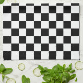 Linge De Cuisine Motif chèque À damiers noir blanc (Plié)