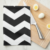 Linge De Cuisine Motif Chevron noir et blanc (Quart Plié)