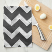 Linge De Cuisine Motif chevron rustique noir et blanc (Quart Plié)