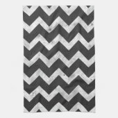 Linge De Cuisine Motif chevron rustique noir et blanc (Vertical)