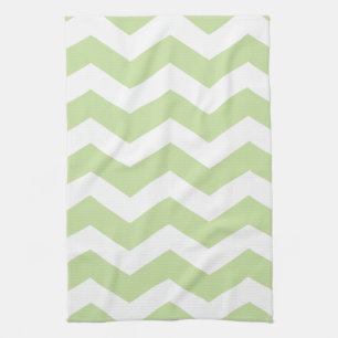 Linge De Cuisine Motif Chevron vert et blanc
