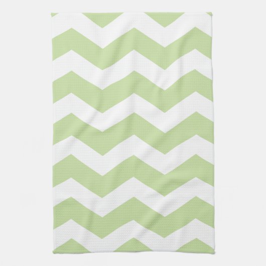 Linge De Cuisine Motif Chevron vert et blanc (Vertical)