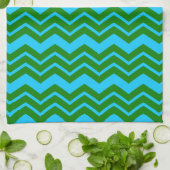 Linge De Cuisine Motif chevron zigzag bleu vert (Plié)