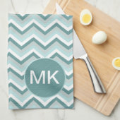 Linge De Cuisine Motif Chevron ZigZag dans Mint Green - Customisé (Quart Plié)