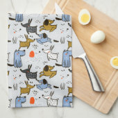 Linge De Cuisine Motif chien mignon Doodle (Quart Plié)
