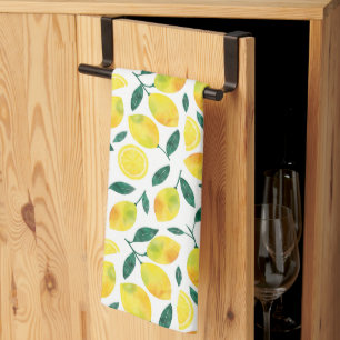 Linge De Cuisine Motif citron jaune aquarelle