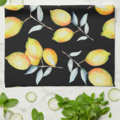 Linge De Cuisine Motif citron noir (Plié)