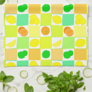 Linge De Cuisine Motif Citron Vert et Oranges