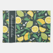 Linge De Cuisine Motif citron vert noir (Horizontal)