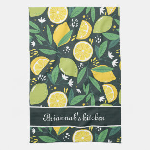 Linge De Cuisine Motif citron vert noir