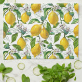 Linge De Cuisine Motif Citrons Frais - Blanc (Plié)
