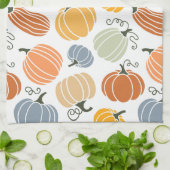 Linge De Cuisine Motif Citrouille d'automne coloré (Plié)