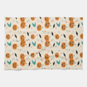 Linge De Cuisine Motif Citrouille du milieu du siècle d'Halloween (Horizontal)