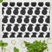 Linge De Cuisine Motif classique d'ananas noir et blanc (Plié)