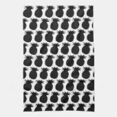 Linge De Cuisine Motif classique d'ananas noir et blanc (Vertical)