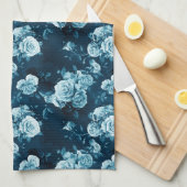 Linge De Cuisine Motif classique de rose de bleu (Quart Plié)