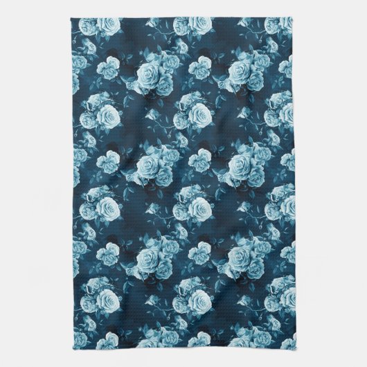 Linge De Cuisine Motif classique de rose de bleu (Vertical)