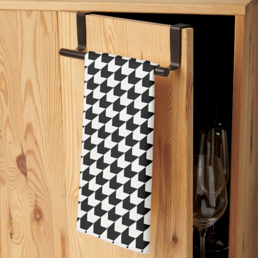 Linge De Cuisine Motif classique noir en houndstooth (Pliage en tiers)