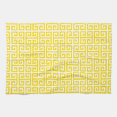 Linge De Cuisine Motif clé grec jaune doré (Horizontal)