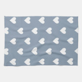 Linge De Cuisine Motif Coeur moderne Dusty Blue (Horizontal)