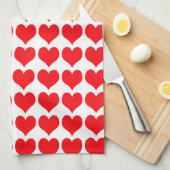 Linge De Cuisine Motif coeurs blancs rouges (Quart Plié)