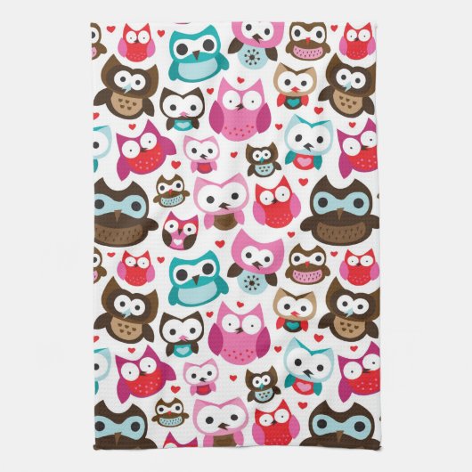 Linge De Cuisine motif coloré de hibou (Vertical)