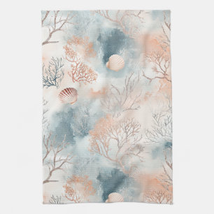 Linge De Cuisine Motif corail côtier aquarelle Boho Luxe (4)