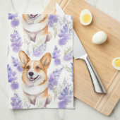 Linge De Cuisine Motif Corgi et Lavender Flowers (Quart Plié)