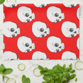 Linge De Cuisine Motif crâne sur Arrière - plan rouge (Plié)