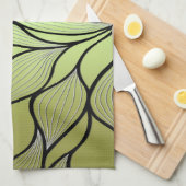 Linge De Cuisine Motif Créatif Vert Olive (Quart Plié)
