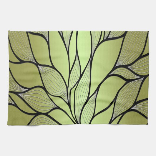 Linge De Cuisine Motif Créatif Vert Olive (Horizontal)