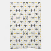 Linge De Cuisine Motif d'abeille Jaune moderne Noir Élégant Monogra (Vertical)