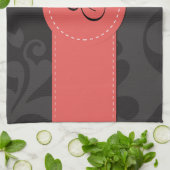 Linge De Cuisine Motif Damas, Damas gris, Monogramme (Plié)