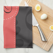 Linge De Cuisine Motif Damas, Damas gris, Monogramme (Quart Plié)