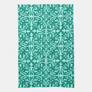 Linge De Cuisine Motif damassé Ikat - Turquoise et Aqua