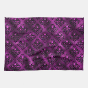 Linge De Cuisine Motif Damassé Pailleté Glam Ombre Violet