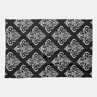 Linge De Cuisine Motif damassé personnalisé noir et blanc