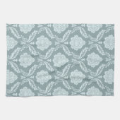 Linge De Cuisine Motif damassé rococo canard œuf bleu+ sarcelle (Horizontal)