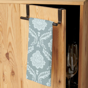 Linge De Cuisine Motif damassé rococo canard œuf bleu+ sarcelle