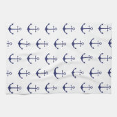 Linge De Cuisine Motif d'ancrage blanc bleu marine (Horizontal)