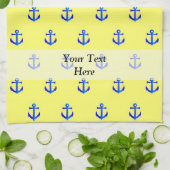 Linge De Cuisine Motif d'ancre jaune (Plié)
